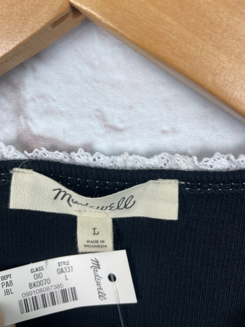 Madewell Jet Black Lace Trim Ribbed Tank Size L New! - Picture 3 of 4